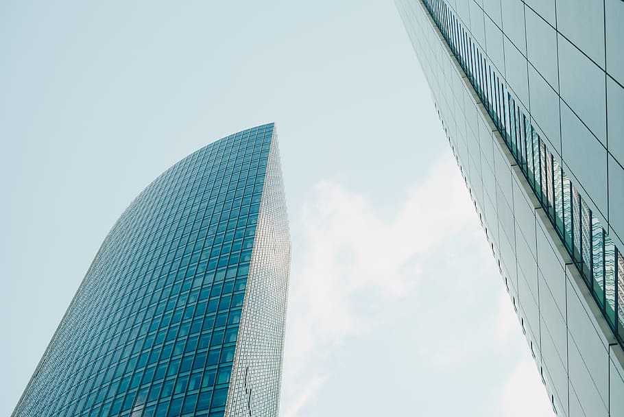 building, architecture, perspektive, tower, high, blue, design HD wallpaper