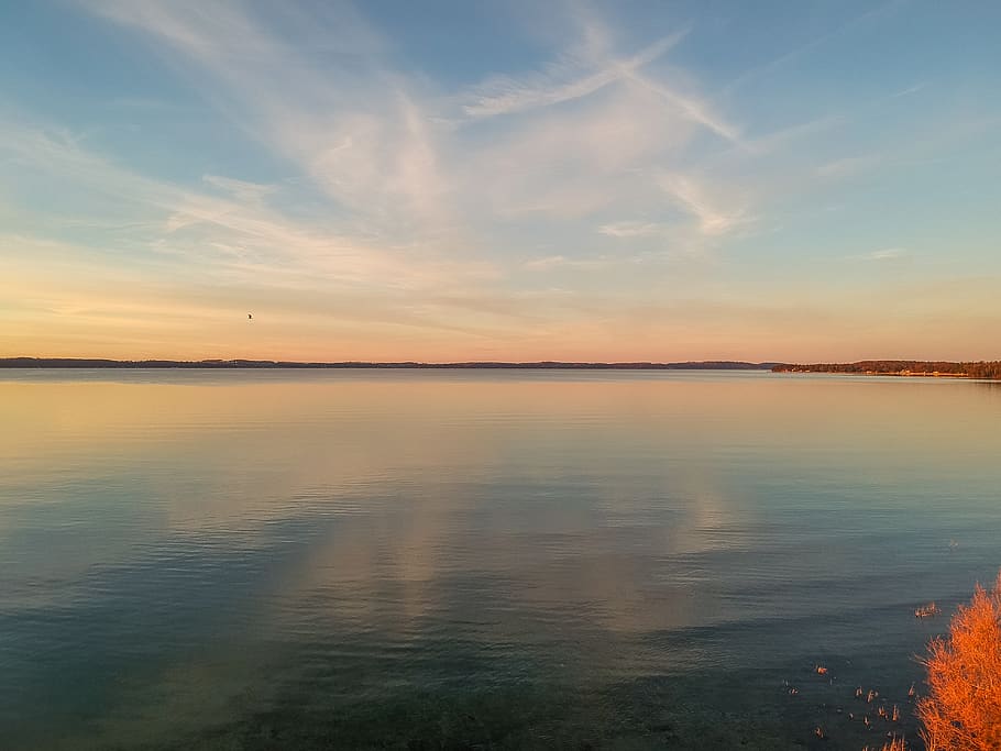 sunset, drone, michigan, water, bird, fall, autumn, sky, scenics - nature HD wallpaper