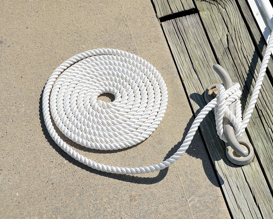 White Rope, boating, cleat, close-up, cord, design, dock, equipment HD wallpaper