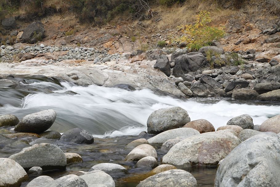 landscape, river, nature, brook, beautiful, trees, mountains HD wallpaper