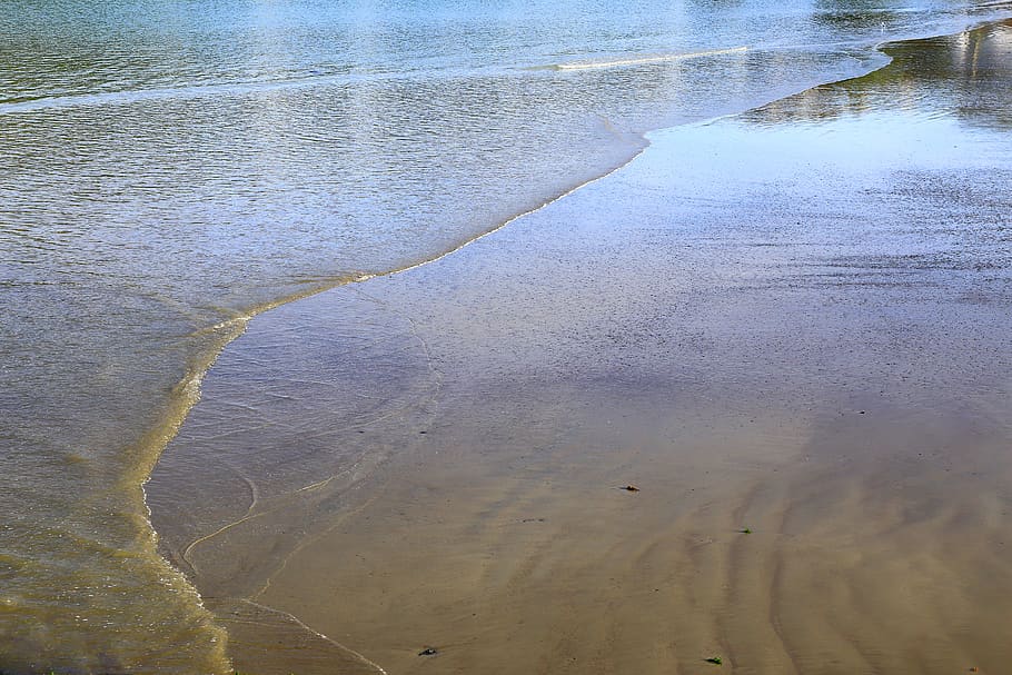 ripples, tide, beach, sand, empty, incoming, sea, waves, water HD wallpaper
