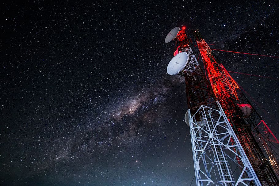 Radio Antenna, technology, communication, night, satellite, space