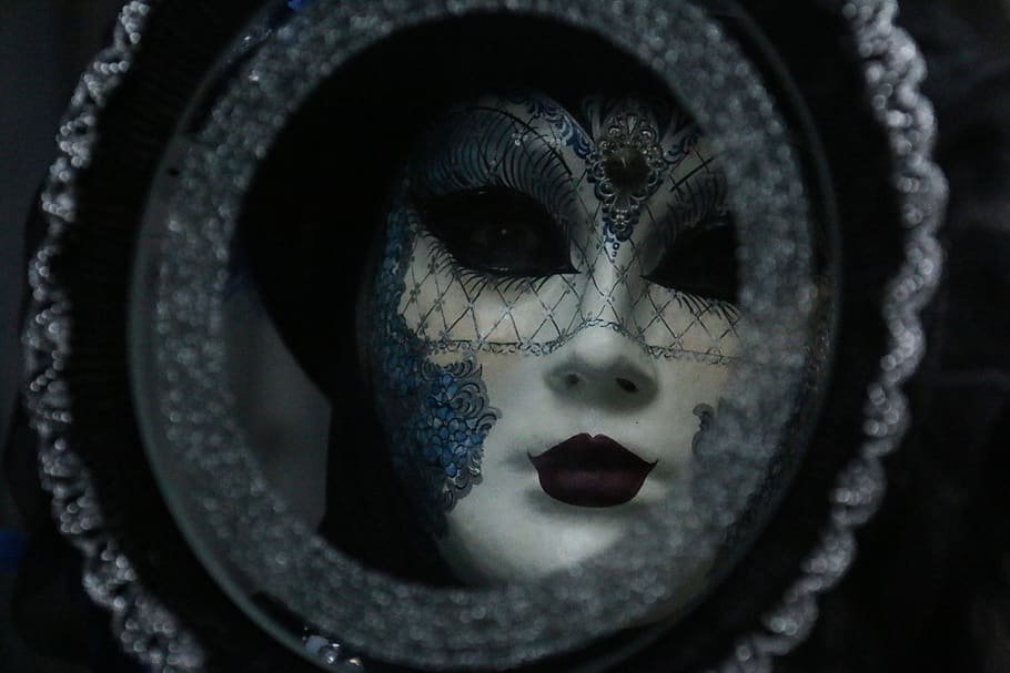 carnival, bruges, mask, disguise, mirror, face, close-up, representation, HD wallpaper