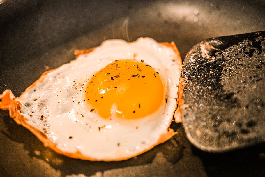food, egg, bread, breakfast, frying pan, wok, burger, bun, pork HD wallpaper