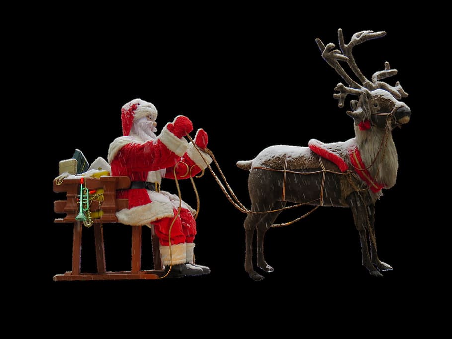 ride, santa, claus, object, fig, figure, winter, christmas HD wallpaper
