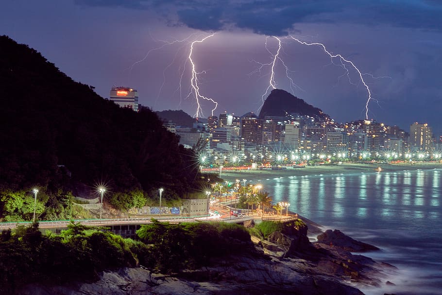 brazil, state of rio de janeiro, rio de janeiro. brazil. lightning., HD wallpaper