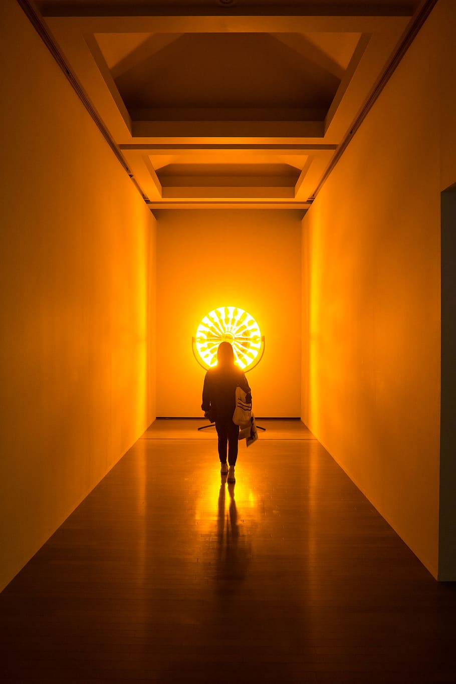 person walking on pathway, architecture, indoors, illuminated HD wallpaper