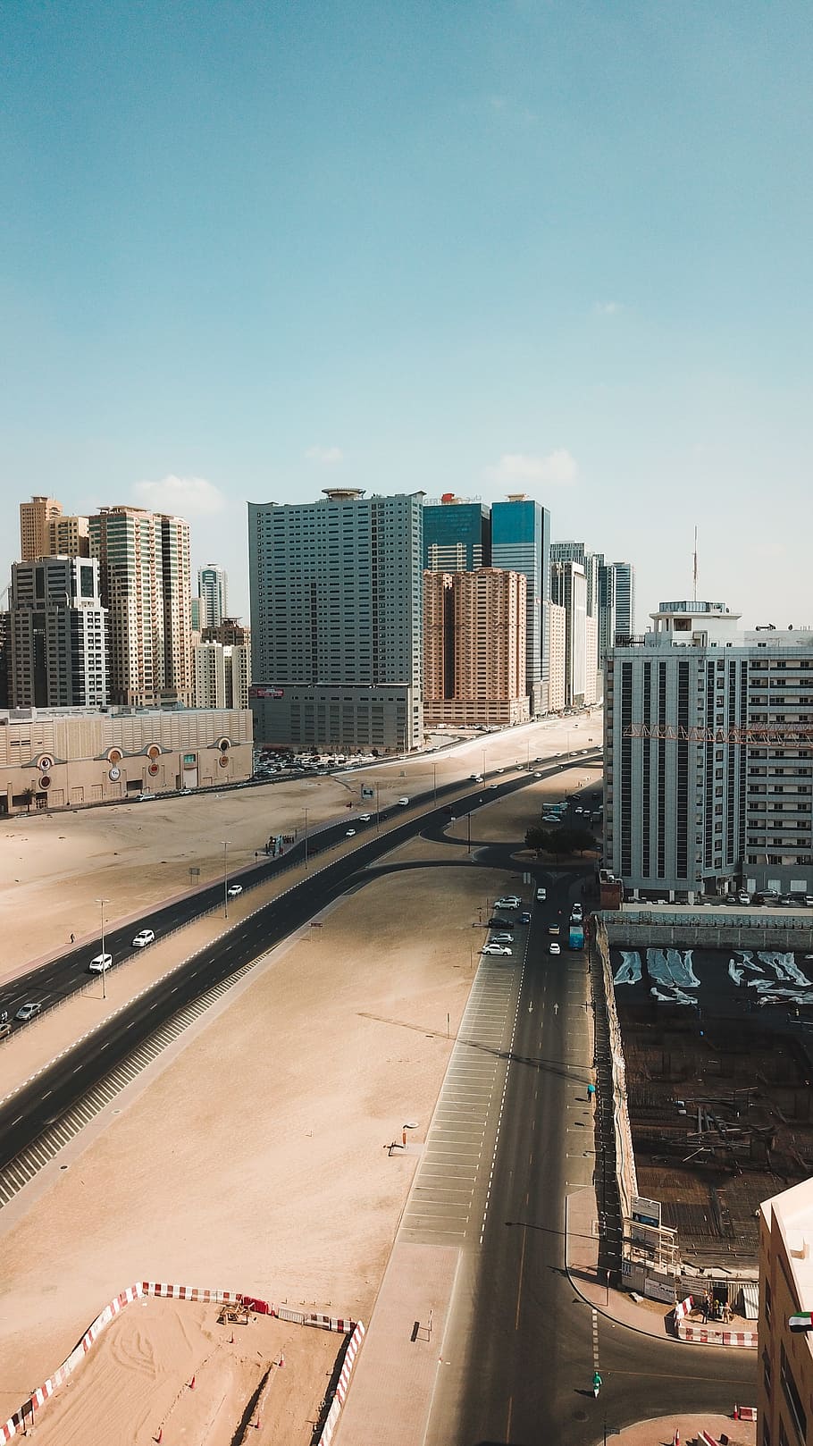 brown and grey building photography, pro, mavic, drone, dji, highway HD wallpaper
