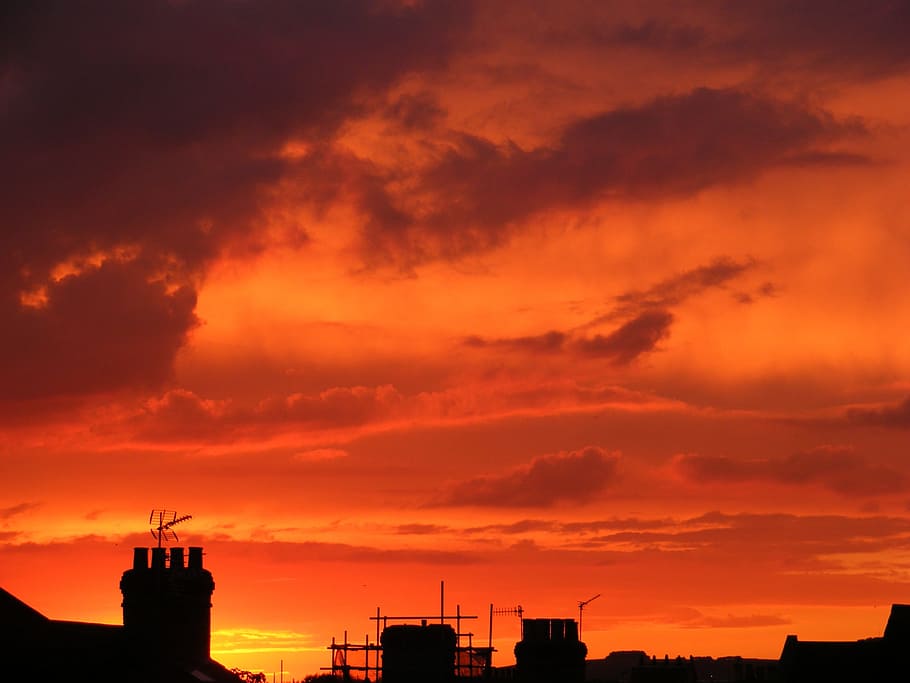 sunset, nature, evening, architecture, cloud - sky, silhouette HD wallpaper