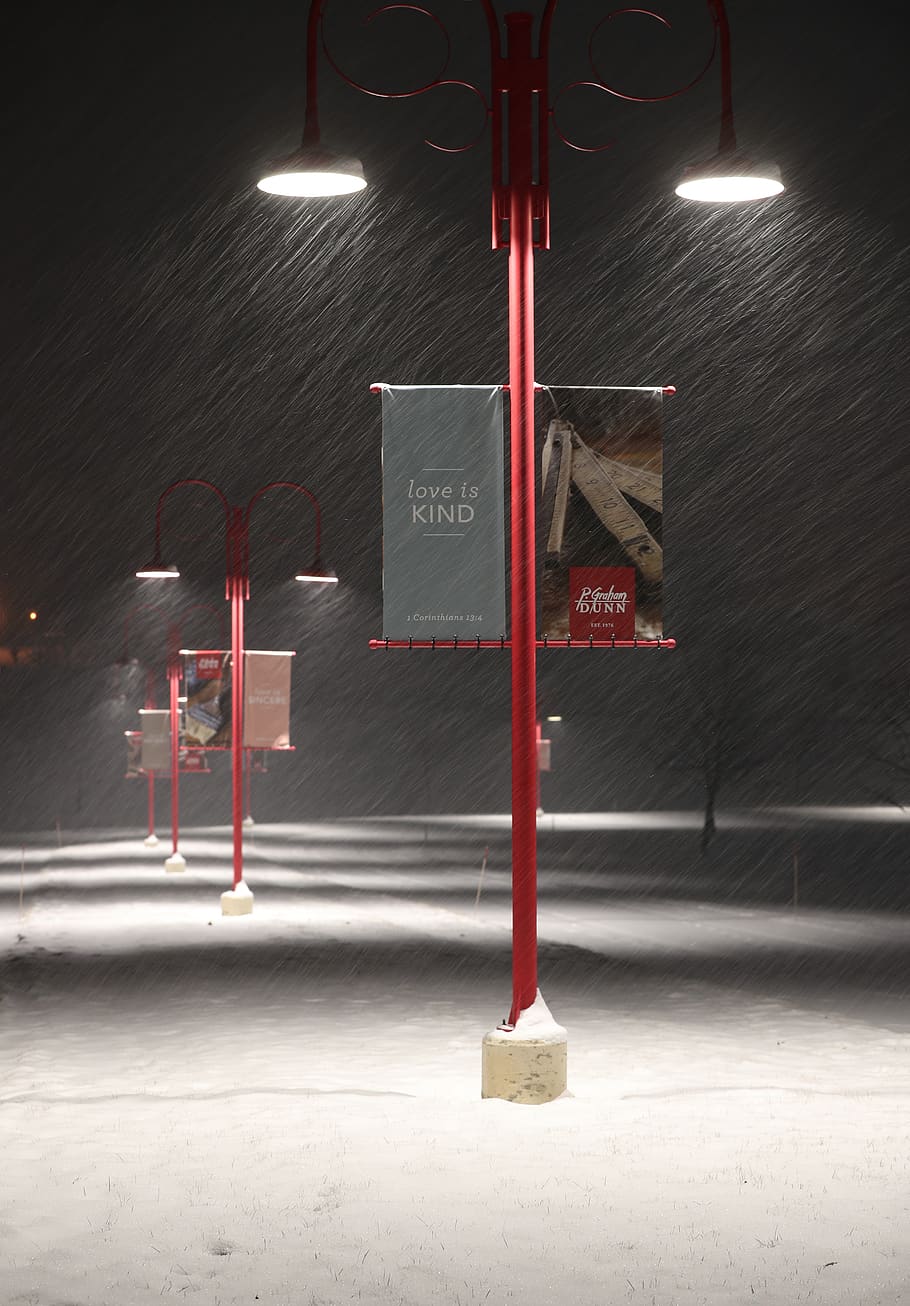 advertisement hanging on post, nature, outdoors, snow, winter HD wallpaper