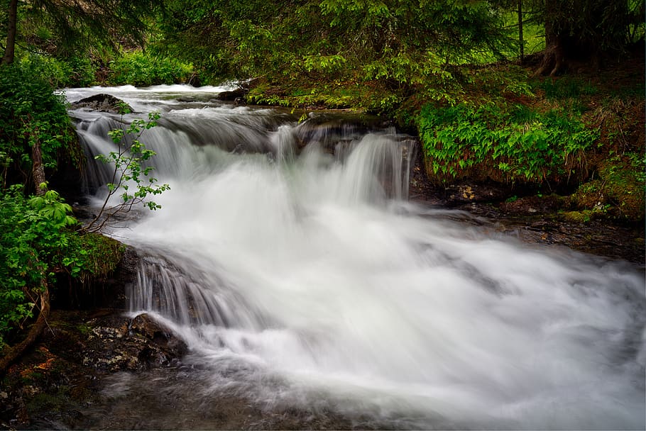 waterfall, river, stream, nature, engjadalen, norway, scenics - nature HD wallpaper