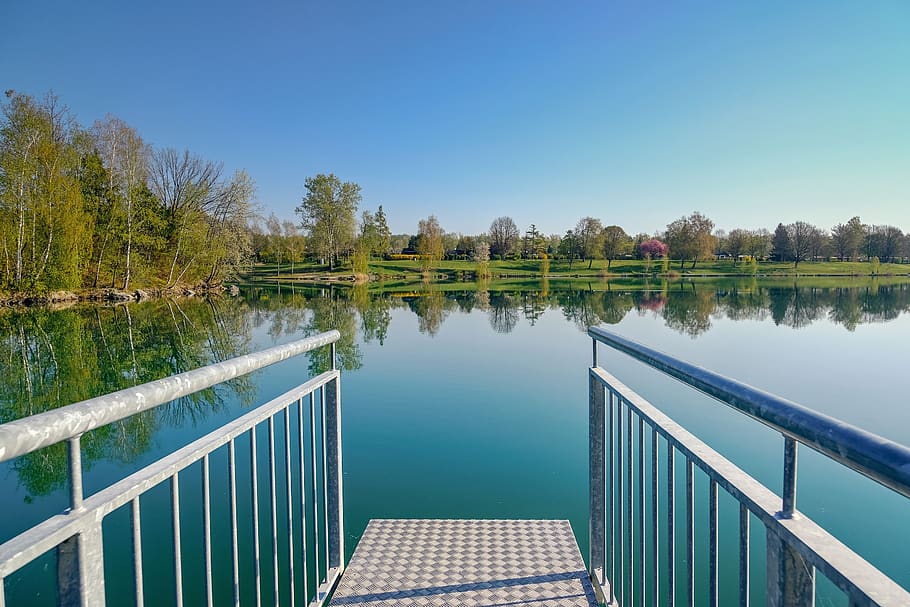 nature, landscape, spring, spring landscape, lake, water, water jump tower HD wallpaper