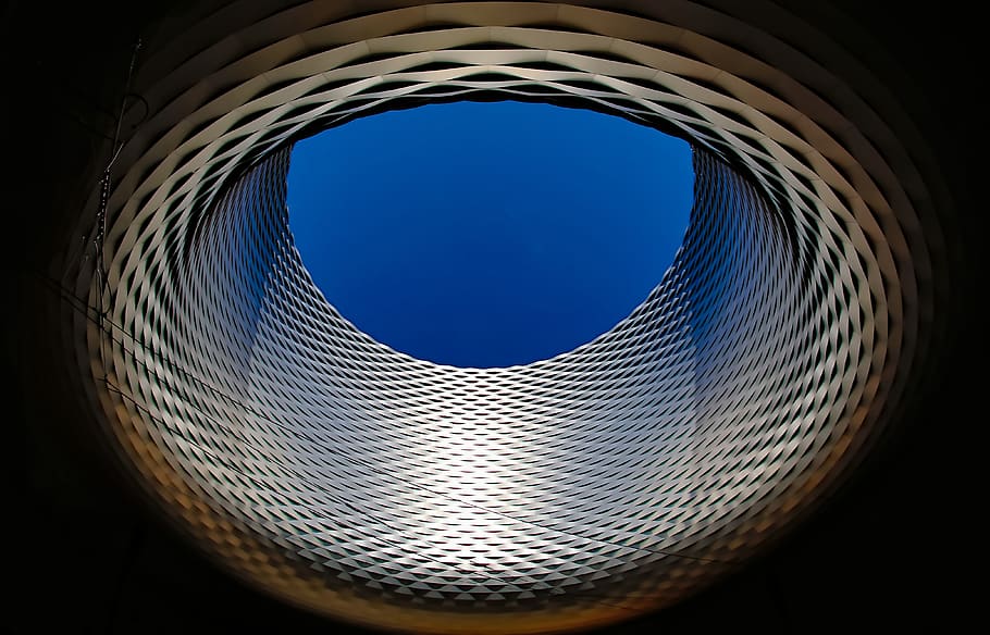 architecture, building, infrastructure, blue, sky, hole, sunny HD wallpaper