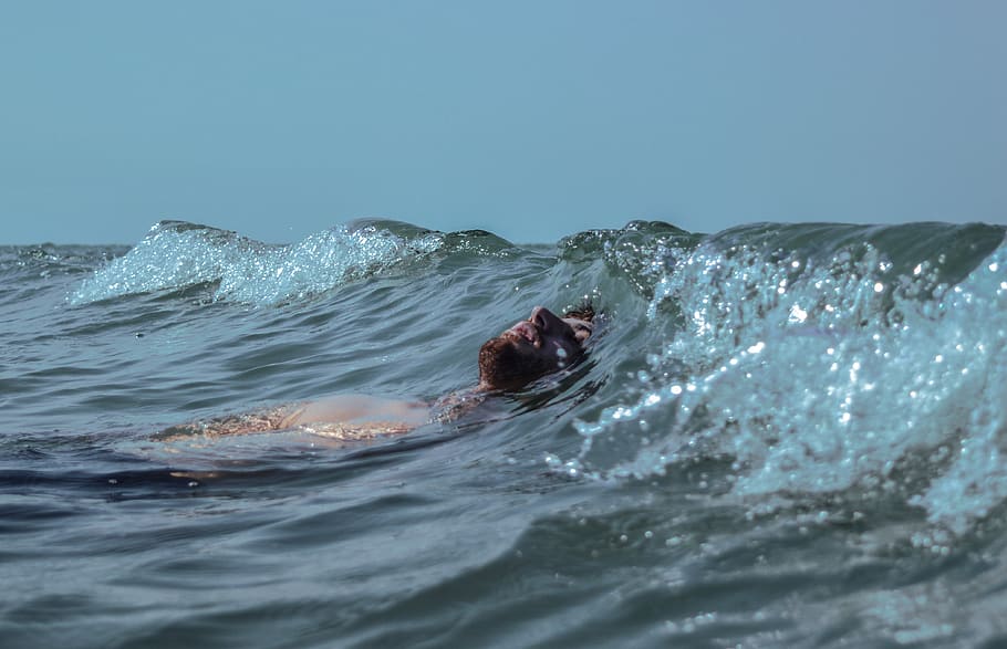 man on ocean, water, sea, motion, swimming, headshot, sport, one person HD wallpaper