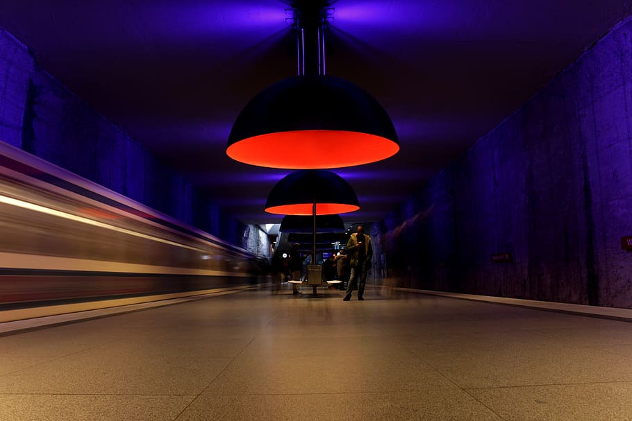 lighted hallway, person, flooring, human, corridor, lighting HD wallpaper