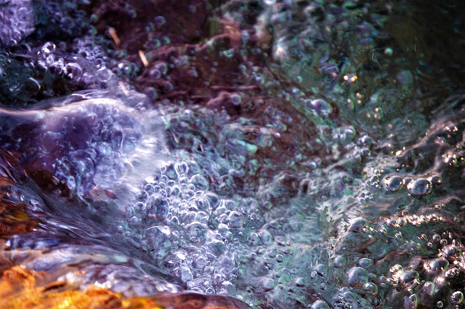 water, ocean, closeup, bubbles, colors, full frame, no people HD wallpaper