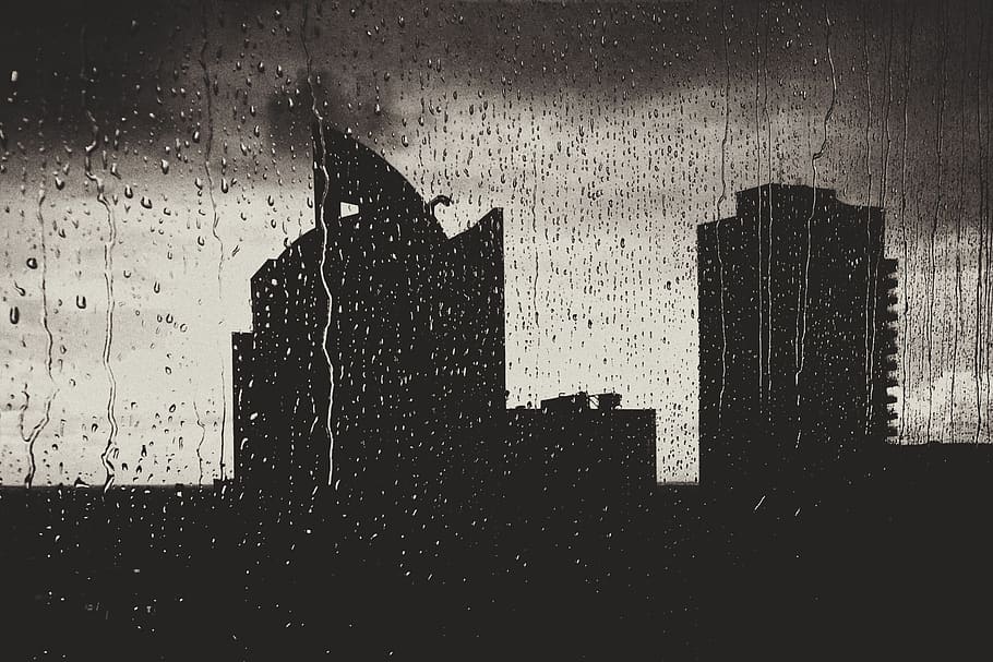 raining, rain drops, window, wet, apartments, buildings, architecture HD wallpaper