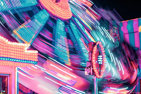 multicolored ferris wheel, motion, blur, movement, abstract, long exposure HD wallpaper