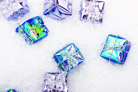 blue, bounty, bow, box, celebration, christmas, crate, decor HD wallpaper