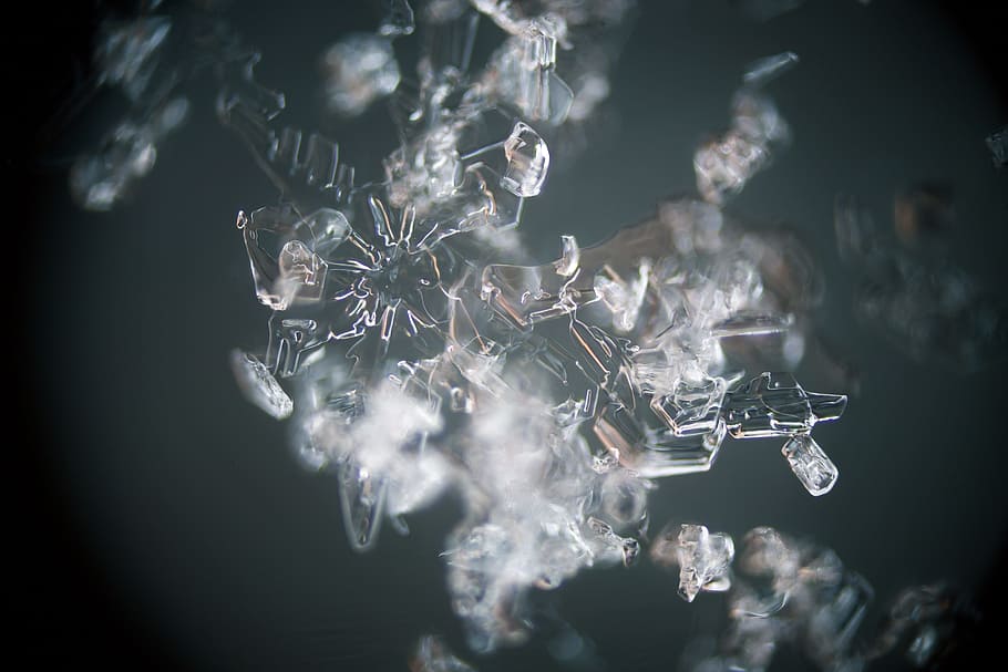 close-up photo of white frosted snow, snowflake, macro, winter HD wallpaper