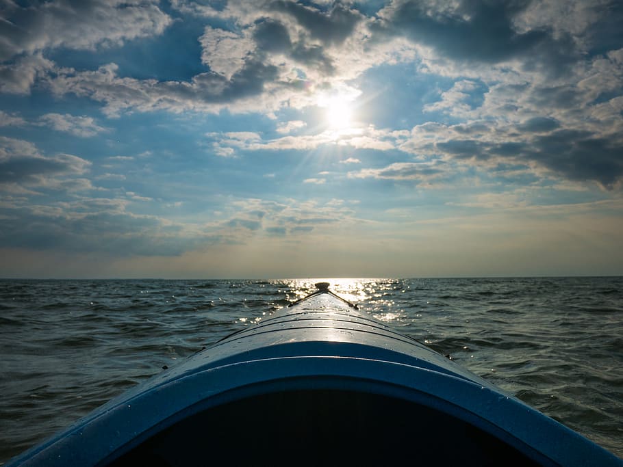 explore, sun, sunshine, lake, cloud, sky, kayak, cloud - sky HD wallpaper