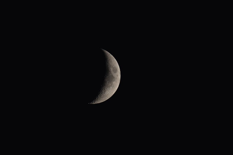 moon, crescent moon, sky, night, night sky, space, universe HD wallpaper