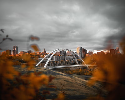 white bridge, edmonton, canada, landscape, scenery, outdoors HD wallpaper
