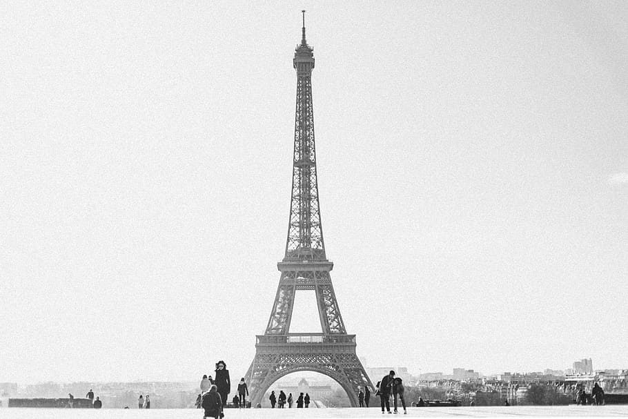 Black and White Picture of the Eiffel Tower, architecture, famous landmark, HD wallpaper