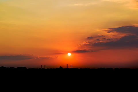 Photo of Sunset, backlit, dark, dawn, dramatic, golden hour, sky HD wallpaper