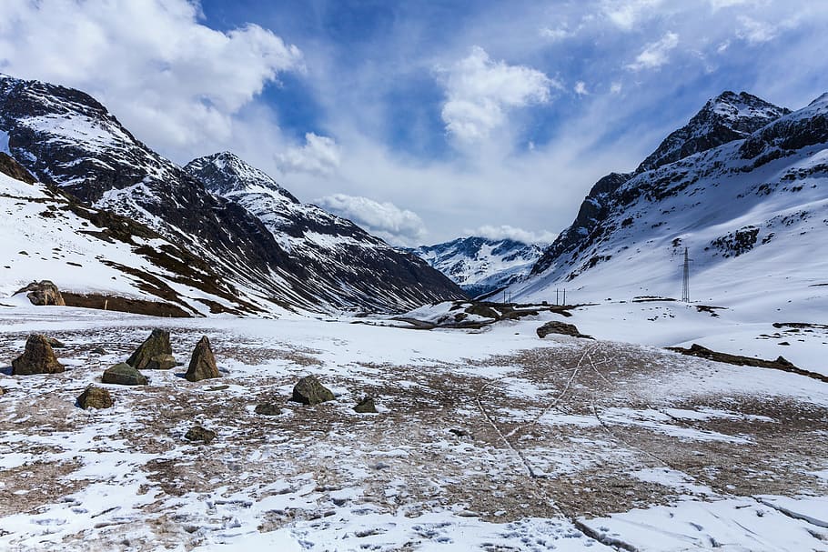 Snow Capped Moutain, clouds, cloudscape, cold, daylight, landscape HD wallpaper