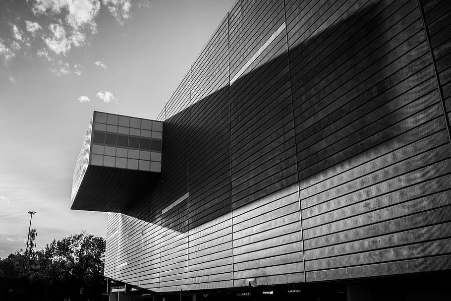 italy, white, shadows, sunset, geometry, black, cube, oriocenter HD wallpaper