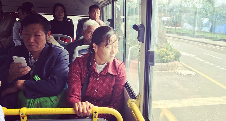 china, lijiang, people, real life, bus, public transportation, HD wallpaper