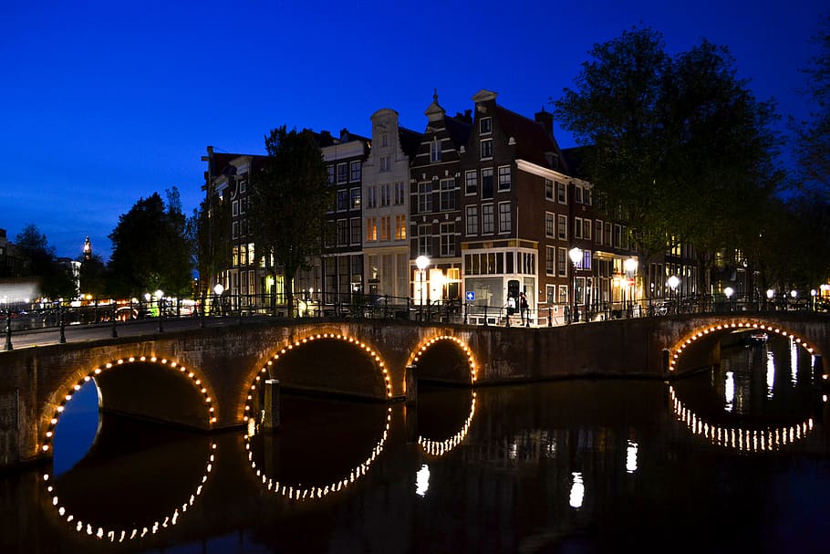 netherlands, amsterdam, illuminated, architecture, night, building exterior HD wallpaper