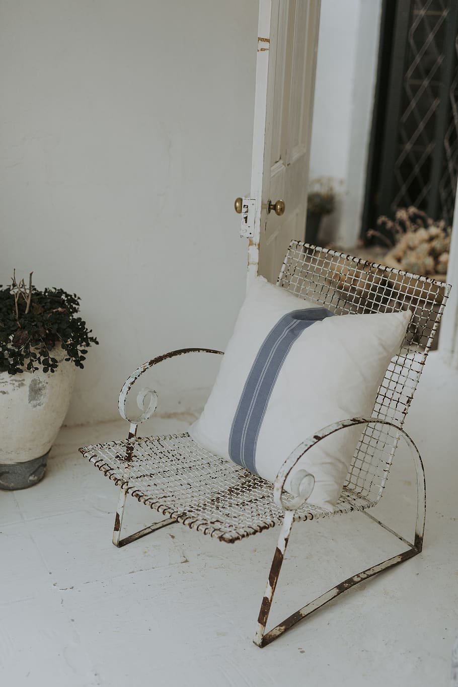 white and grey throw pillow, no people, indoors, seat, window HD wallpaper