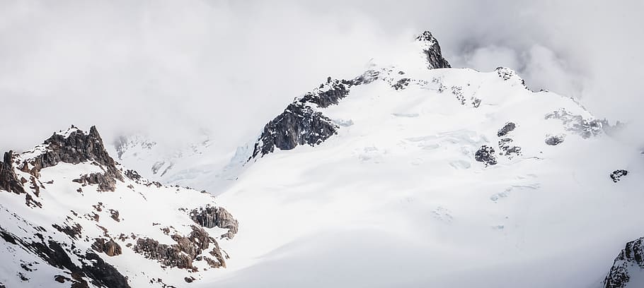mountain covered with snow, nature, outdoors, ice, mountain range HD wallpaper