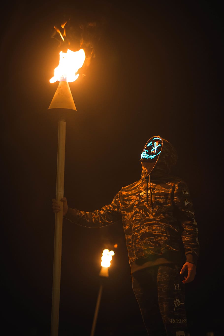 person holding torch while walking at night, lamp, united states HD wallpaper