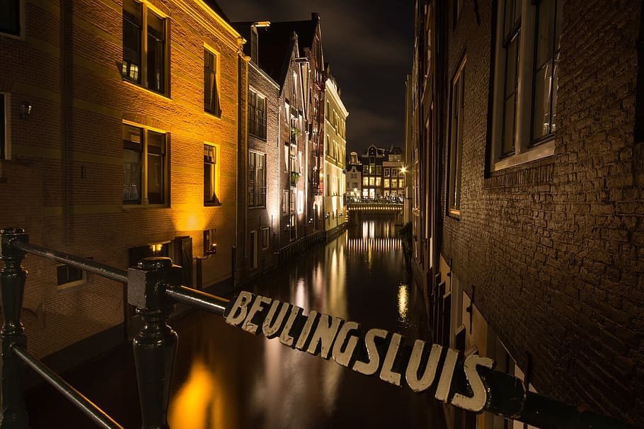 city, amsterdam, construction, architecture, building, river HD wallpaper