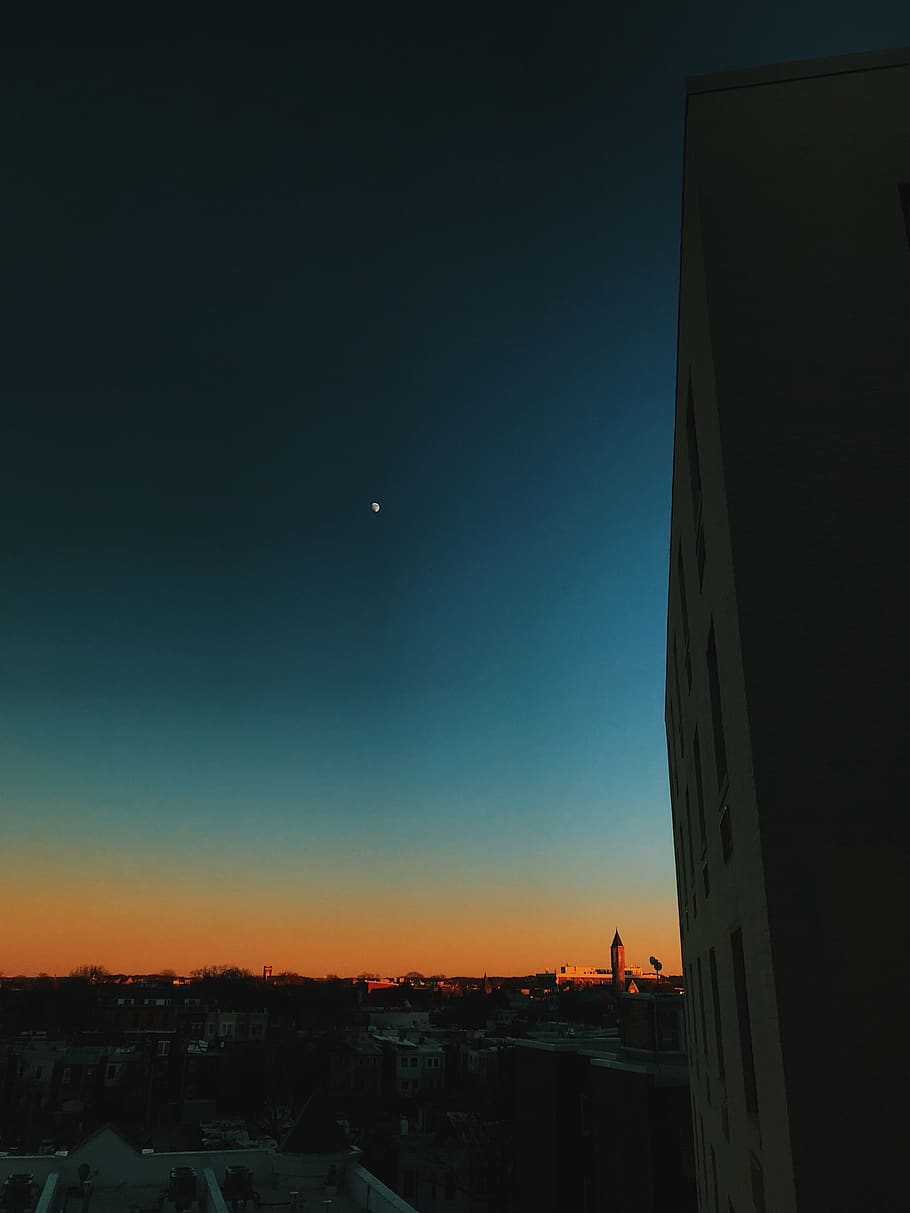 building exterior, architecture, built structure, sky, moon HD wallpaper