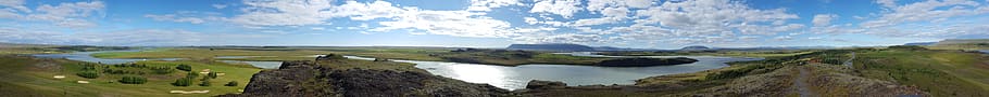 iceland, kiðjaberg, water, sky, nature, panoramic, day, no people HD wallpaper