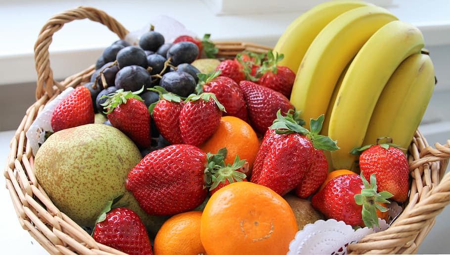 fruit, basket, still life, healthy, fruits, red, fruit basket, HD wallpaper