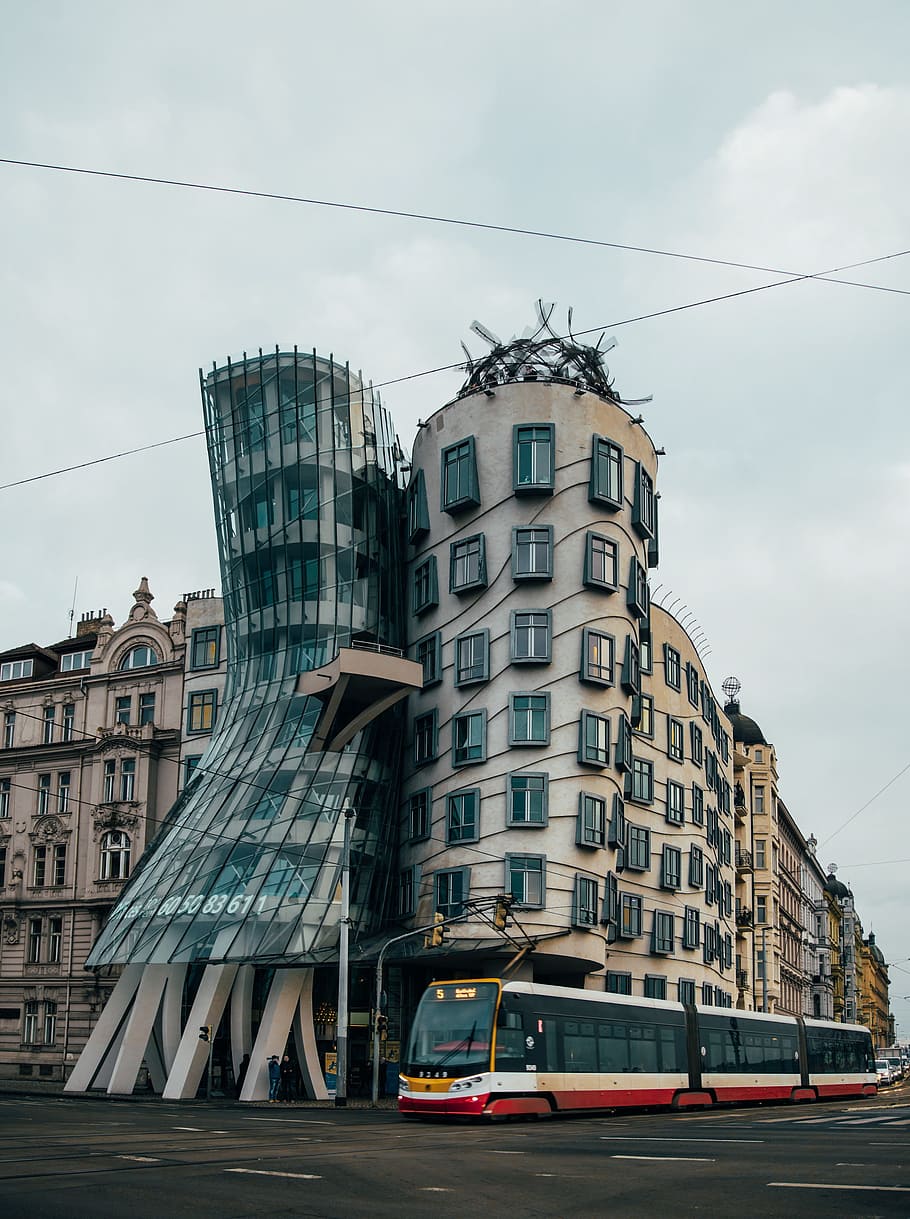 The Nationale Nederlanden building, known as the Dancing House or sometimes Fred and Ginger
