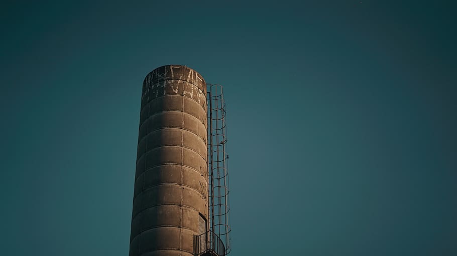 Gray Tower, architecture, industry, silo, structure, copy space HD wallpaper