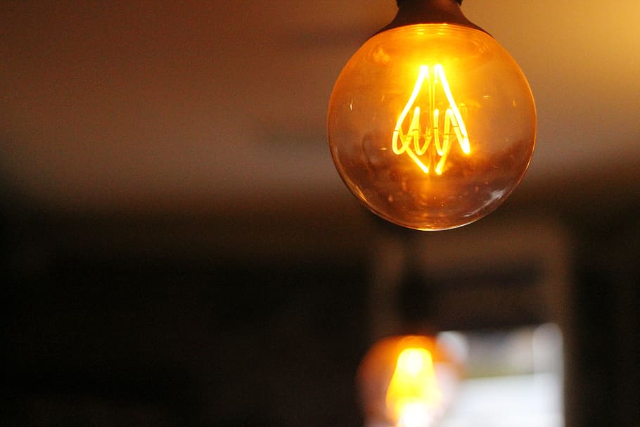 Selective Focus Photography of Turned on Light Bulb, blur, bright HD wallpaper
