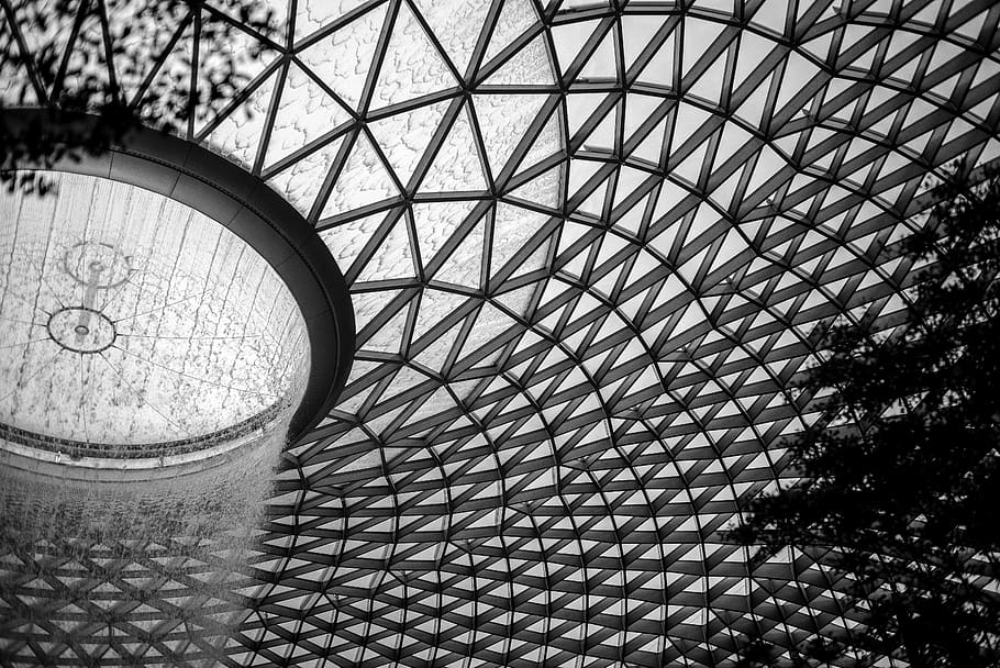 architecture, building, window, skylight, dome, airport, hole HD wallpaper