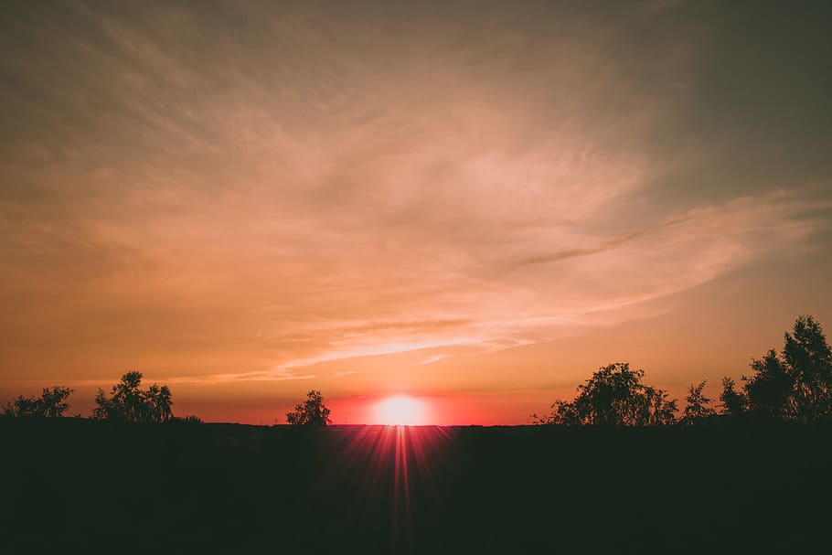 sun, sunset, sky, landscape, dusk, clouds, mood, abendstimmung HD wallpaper
