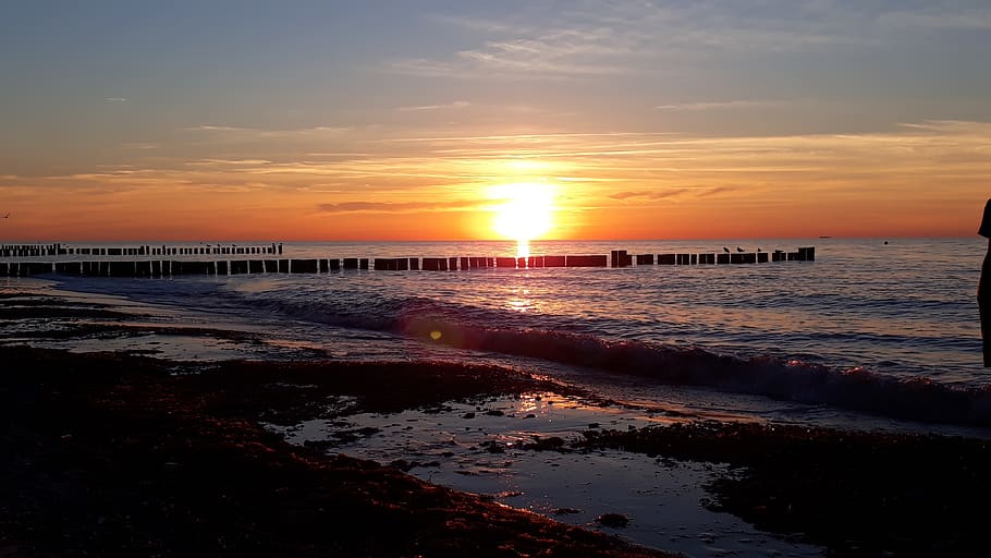 vacations, beach, sea, sunset, water, sky, scenics - nature HD wallpaper