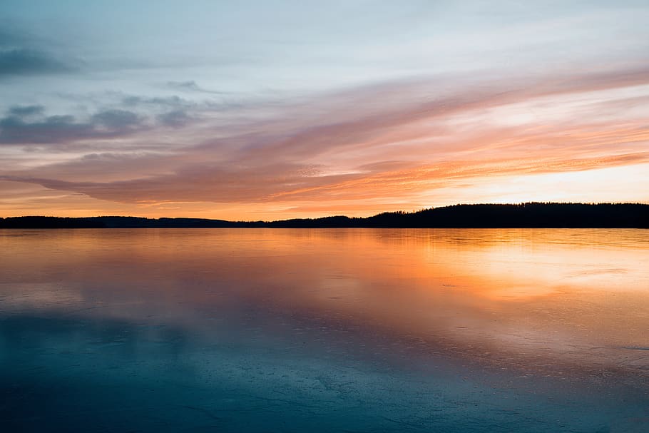 sea, ocean, water, wave, nature, horizon, mountain, silhouette HD wallpaper