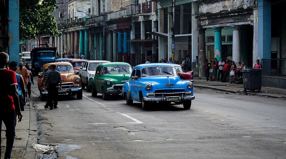 cuba, havana, taxi, colorfull, vintage, street, la habana, cars