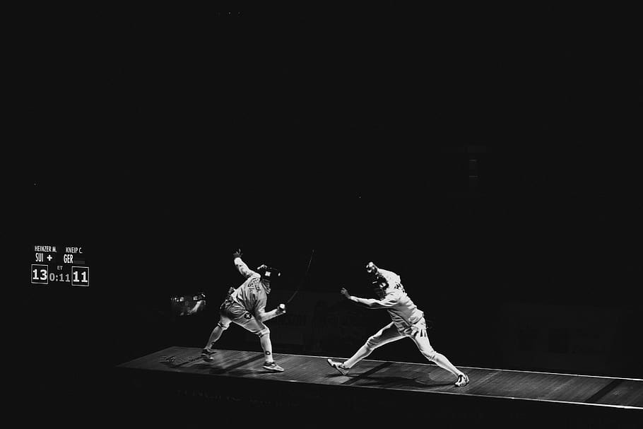 two people fencing, person, human, dance, dance pose, leisure activities HD wallpaper