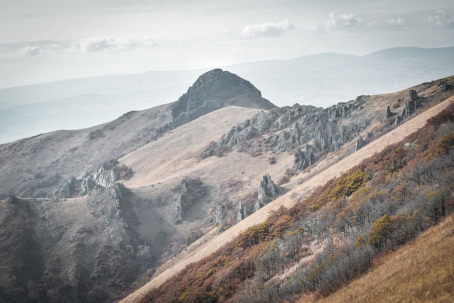 bare plants on mountain, nature, outdoors, mountain range, slope HD wallpaper